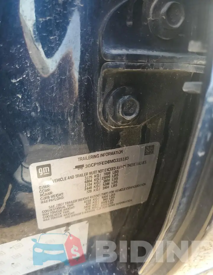 3GCPYFED8MG315183 Photo# 12