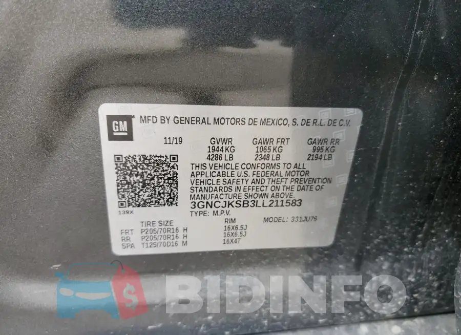 3GNCJKSB3LL211583 Photo# 12