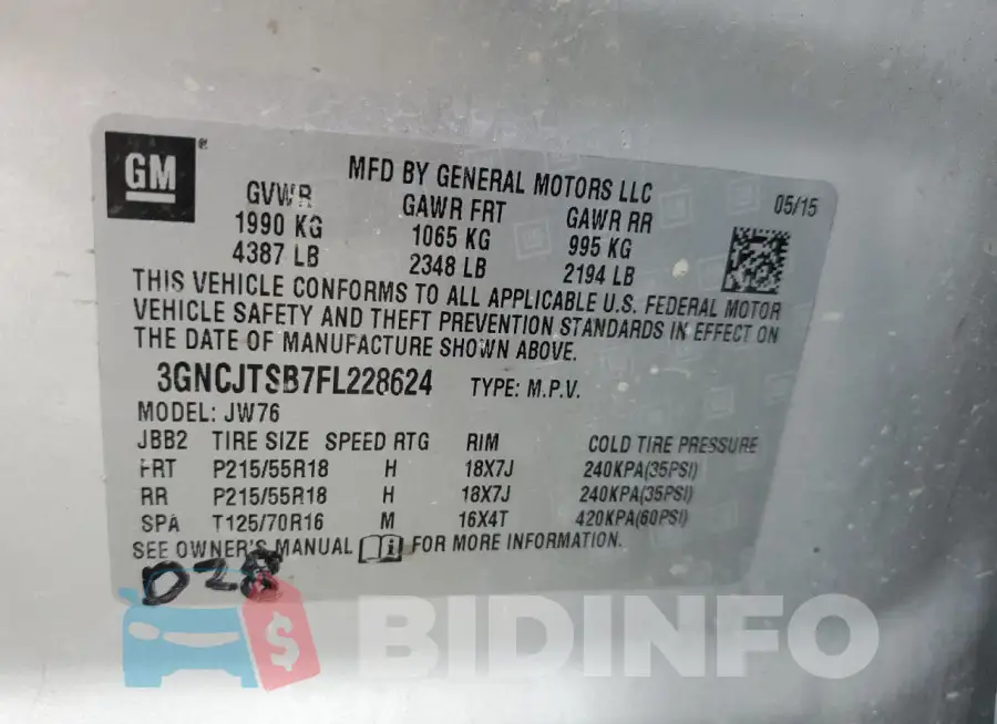3GNCJTSB7FL228624 Photo# 13