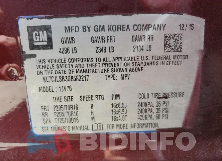 KL7CJLSB3GB583217 Photo# 13