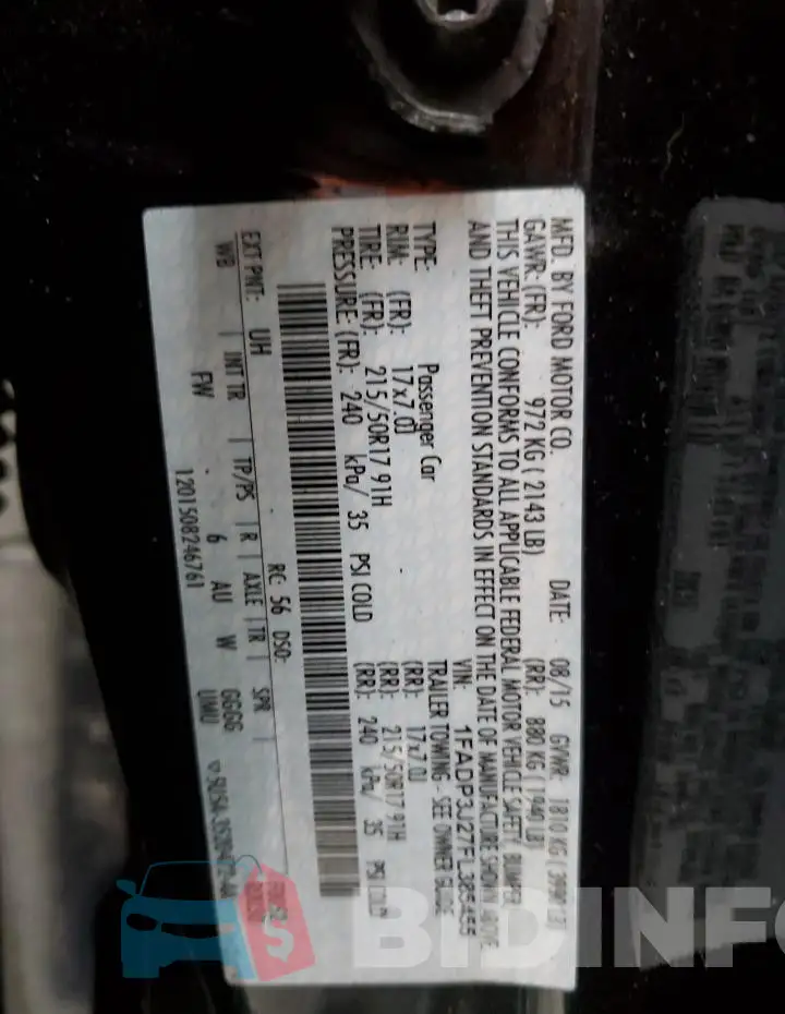 1FADP3J27FL385455 Photo# 13
