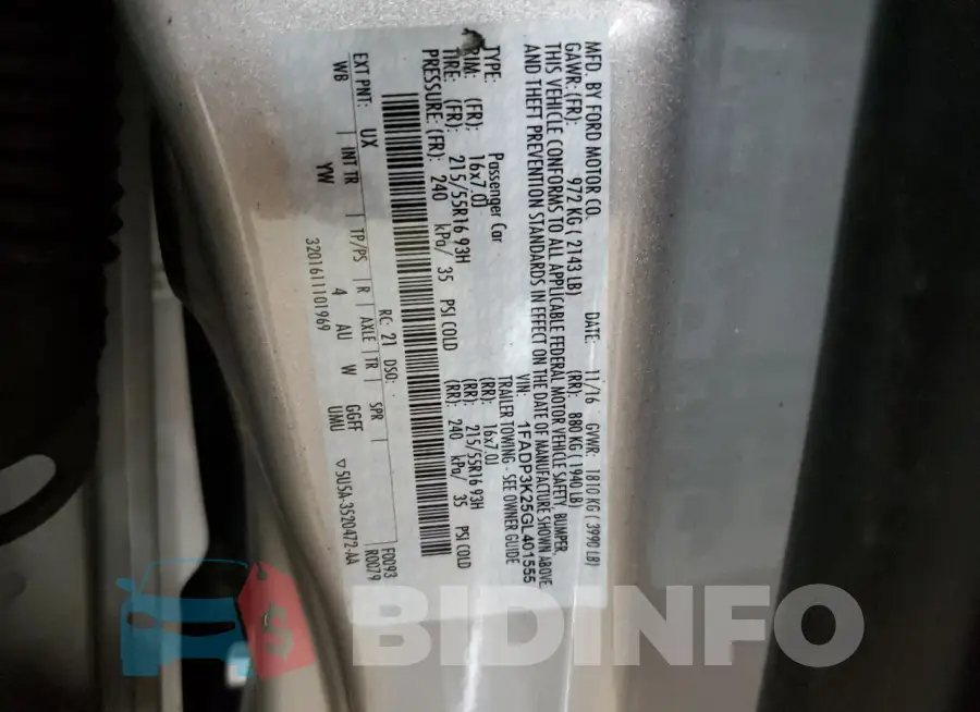 1FADP3K25GL401555 Photo# 12