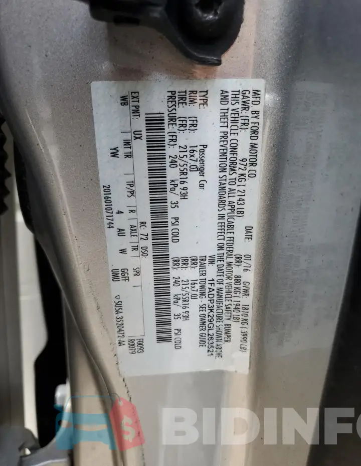 1FADP3K29GL263521 Photo# 12