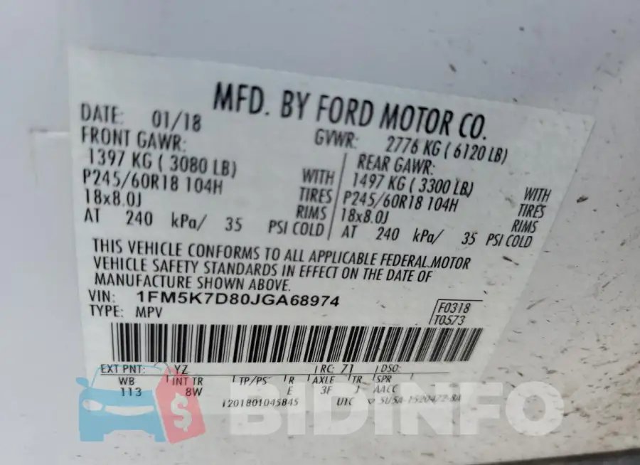 1FM5K7D80JGA68974 Photo# 12