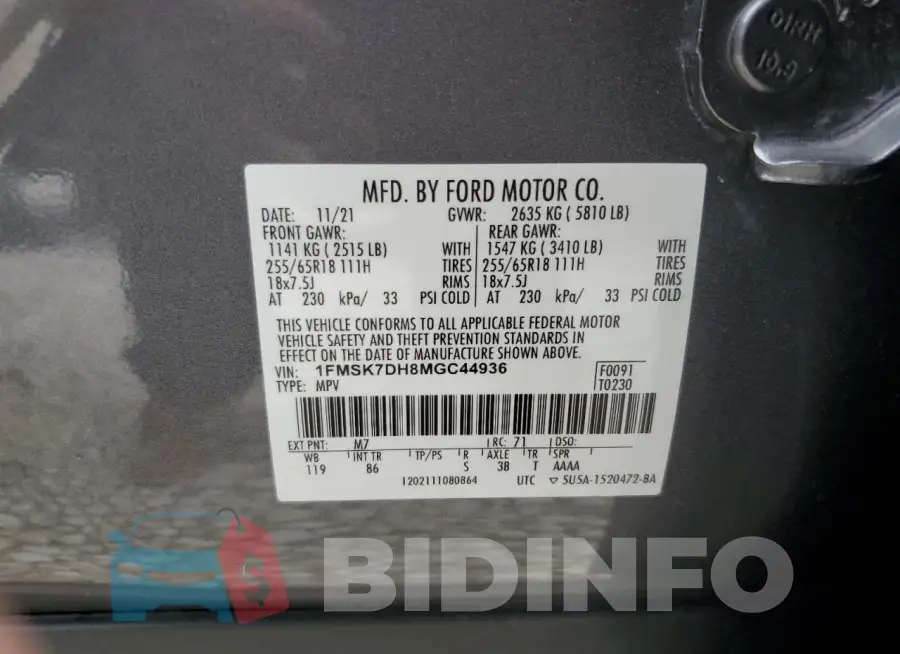 1FMSK7DH8MGC44936 Photo# 14