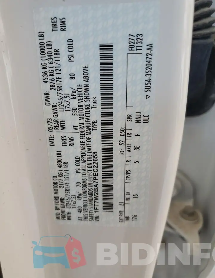 1FT7W2BA7PEC22658 Photo# 12