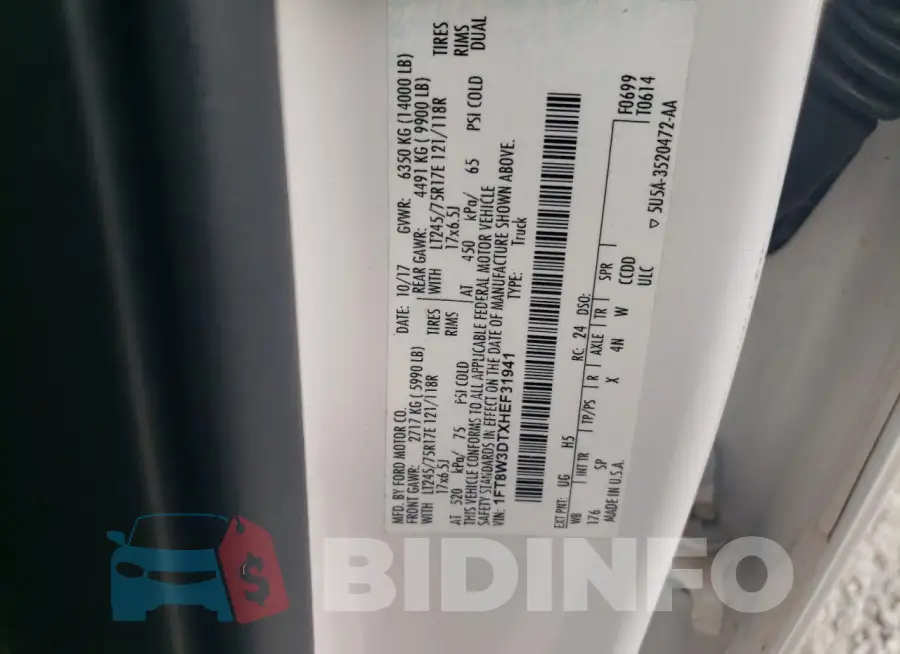 1FT8W3DTXHEF31941 Photo# 12