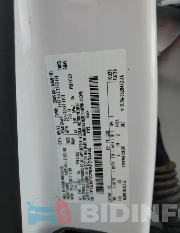 1FTEW1CP9KFD34465 Photo# 12