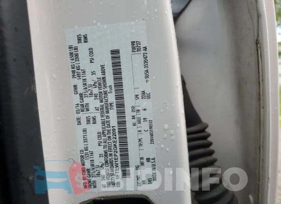 1FTEW1EP2GKE22091 Photo# 12