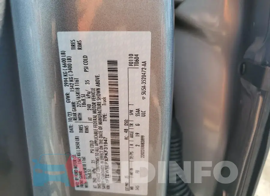 1FTEW1EPXPKF31947 Photo# 12