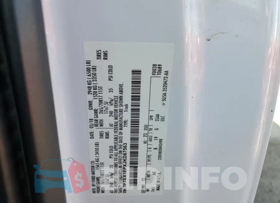 1FTEX1EPXJKD87563 Photo# 13