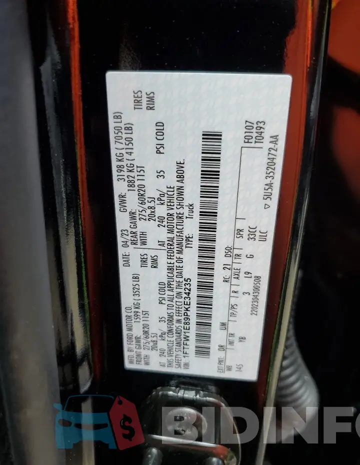 1FTFW1E89PKE34235 Photo# 12