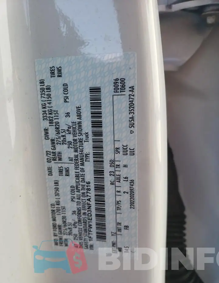 1FTFW1ED3NFA77816 Photo# 12