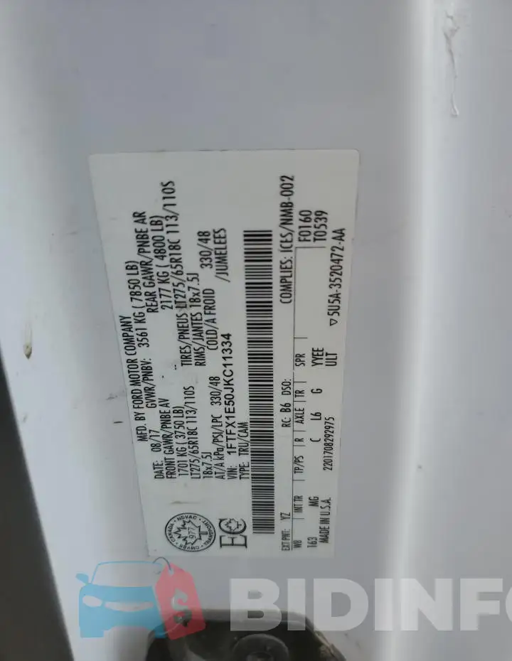 1FTFX1E50JKC11334 Photo# 13