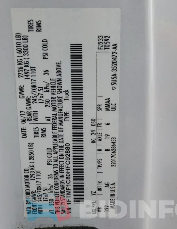 1FTMF1C80HFC92880 Photo# 12