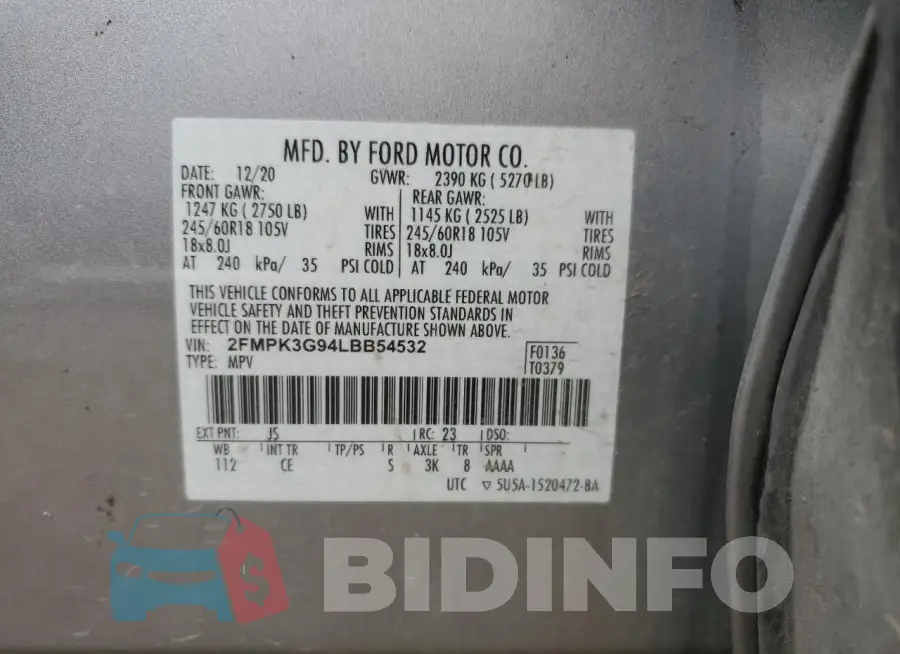2FMPK3G94LBB54532 Photo# 13