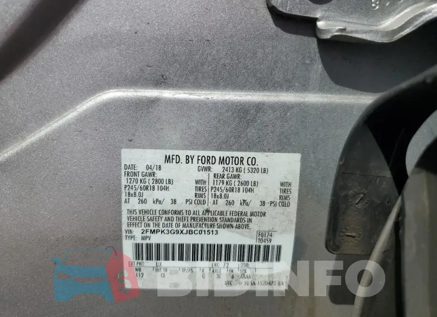 2FMPK3G9XJBC01513 Photo# 12