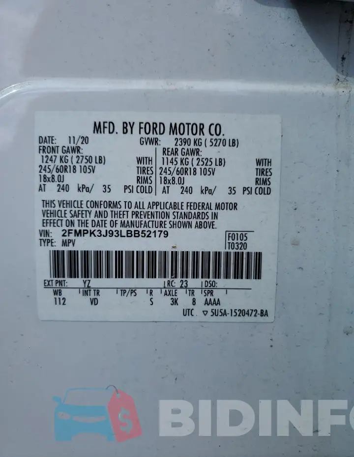 2FMPK3J93LBB52179 Photo# 13