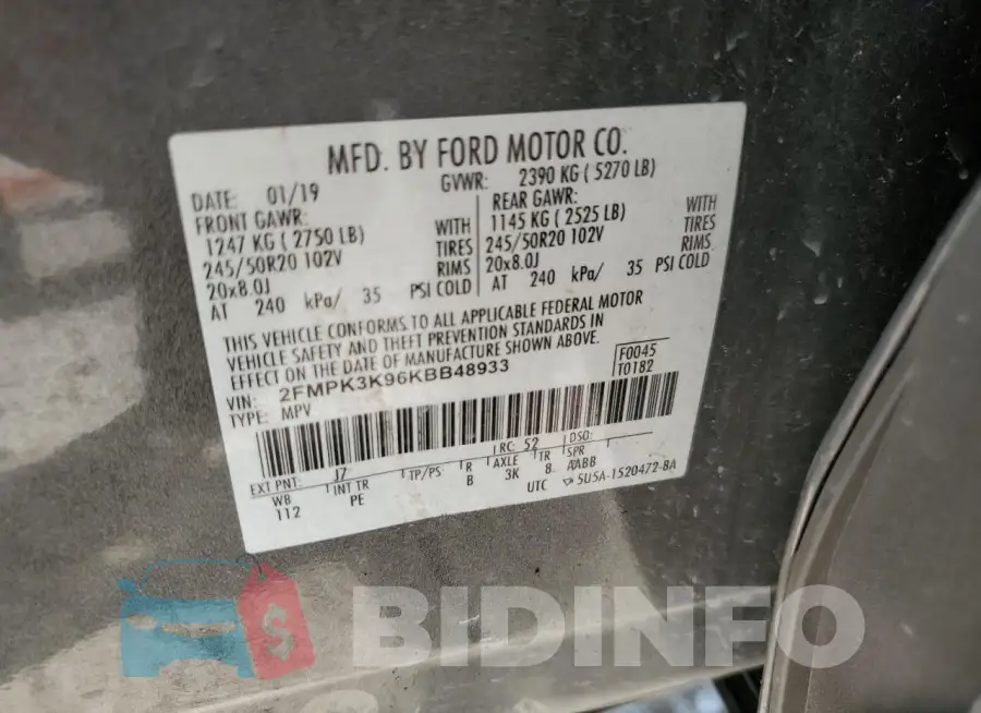 2FMPK3K96KBB48933 Photo# 13