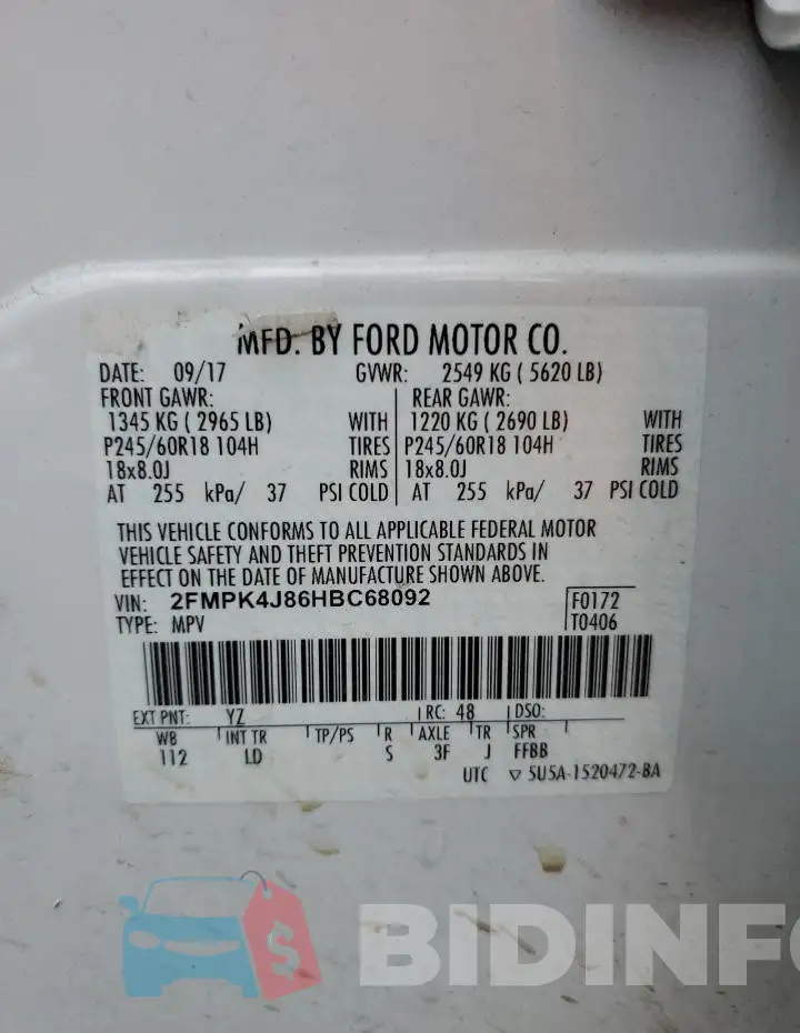 2FMPK4J86HBC68092 Photo# 13