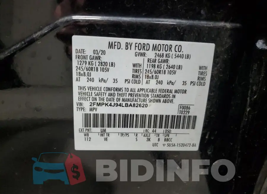 2FMPK4J94LBA82620 Photo# 13