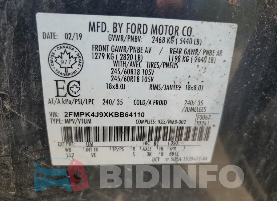 2FMPK4J9XKBB64110 Photo# 12