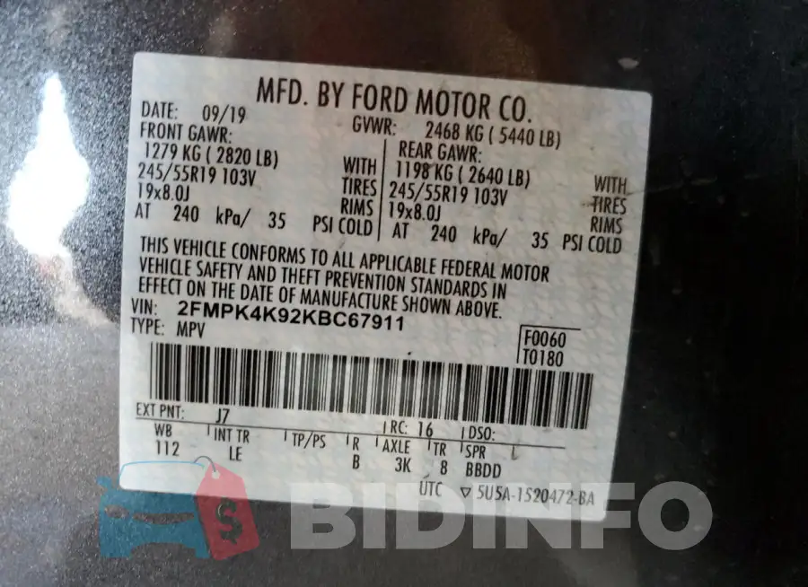 2FMPK4K92KBC67911 Photo# 14