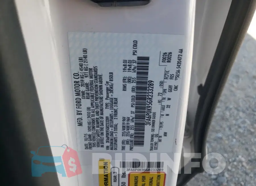 3FA6P0K95GR233289 Photo# 12