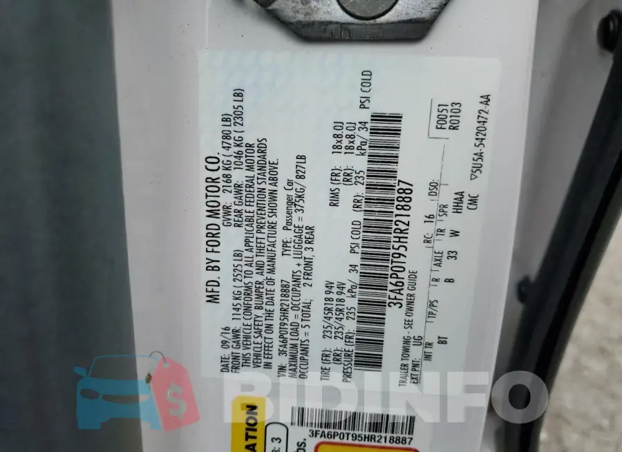 3FA6P0T95HR218887 Photo# 12