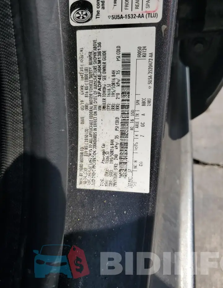 3FADP4EJ6KM138136 Photo# 12