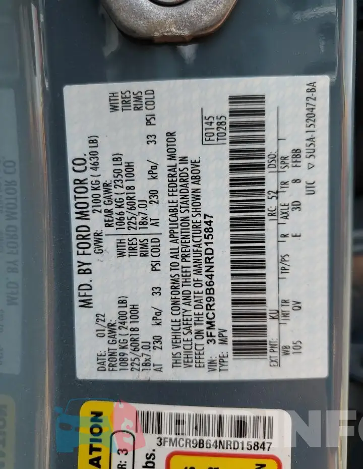 3FMCR9B64NRD15847 Photo# 14