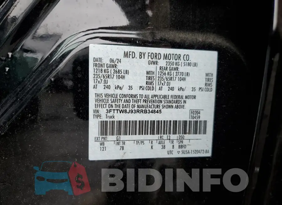 3FTTW8J93RRB34845 Photo# 12