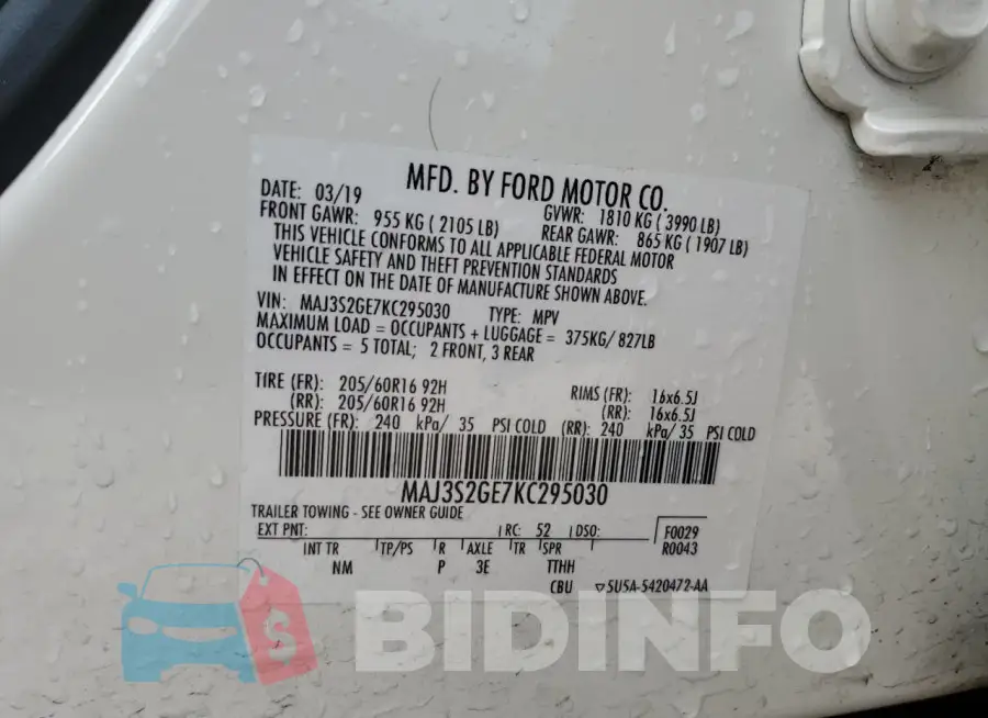MAJ3S2GE7KC295030 Photo# 14