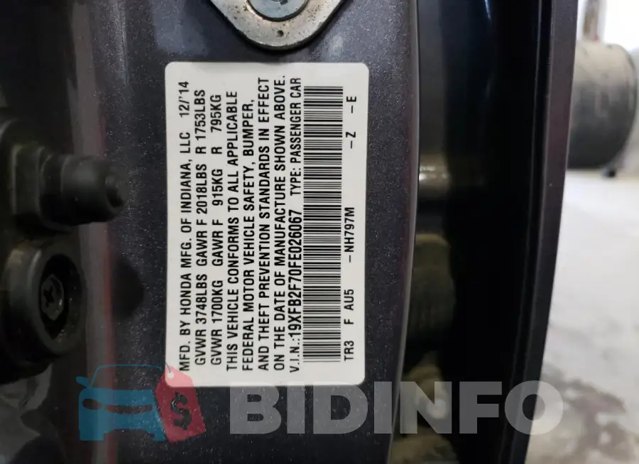 19XFB2F70FE026067 Photo# 12
