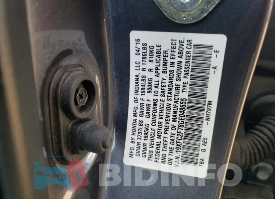 19XFC2F78GE048655 Photo# 12