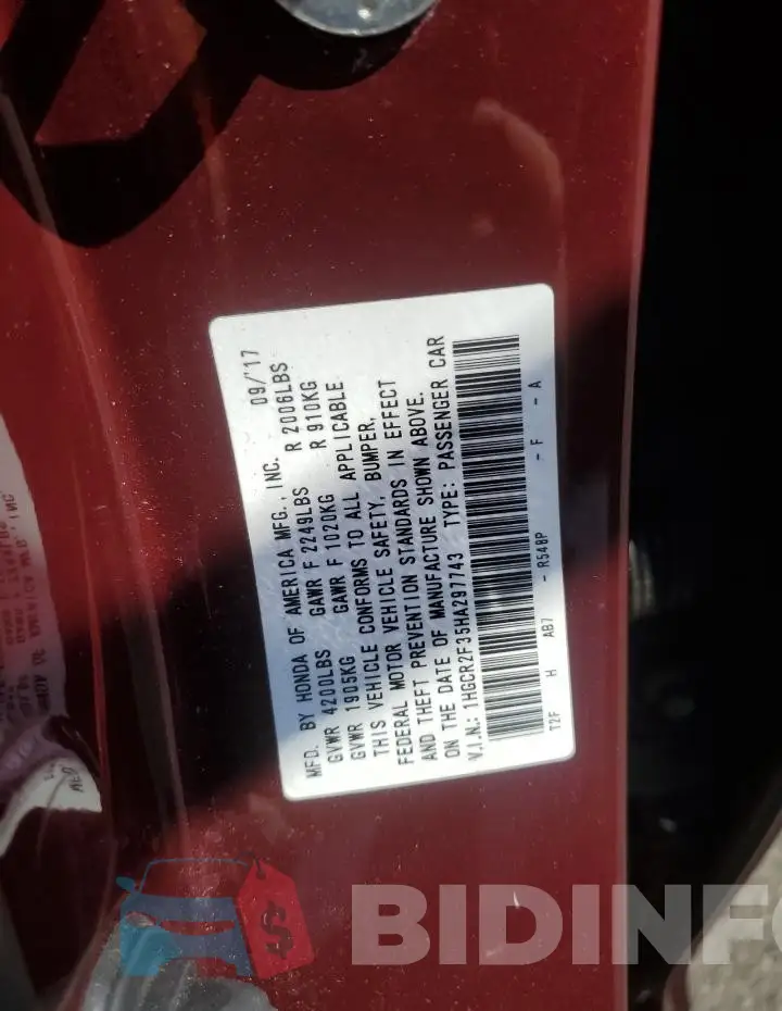 1HGCR2F35HA297743 Photo# 12