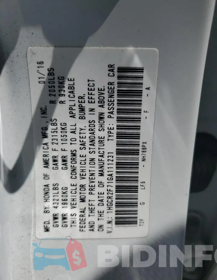 1HGCR2F71GA111231 Photo# 13