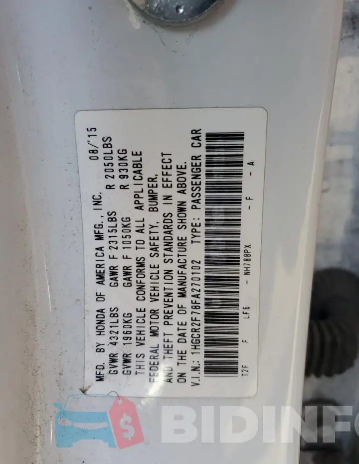 1HGCR2F78FA270102 Photo# 12