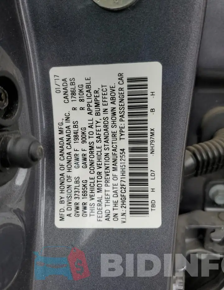 2HGFC2F71HH512554 Photo# 13