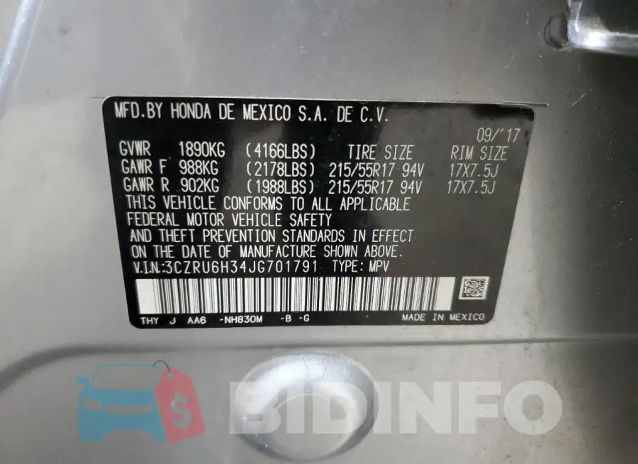 3CZRU6H34JG701791 Photo# 13