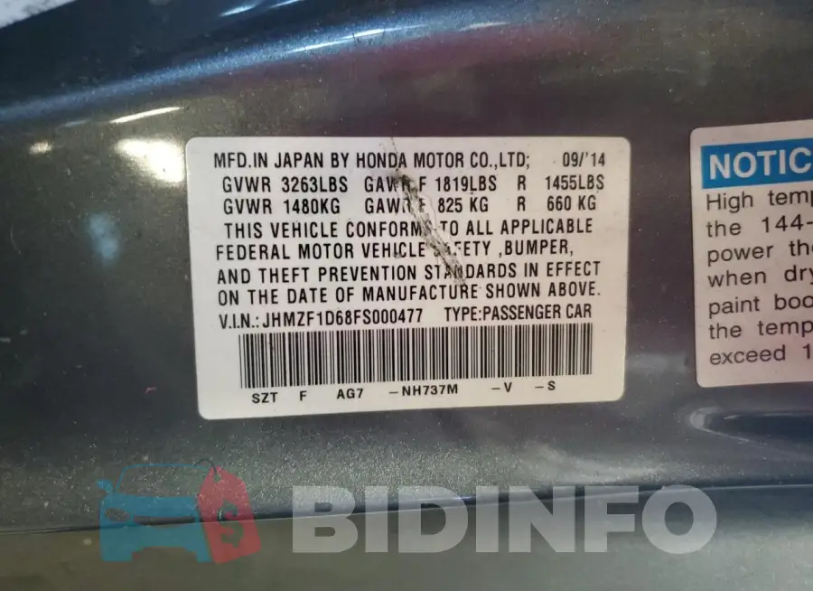 JHMZF1D68FS000477 Photo# 12