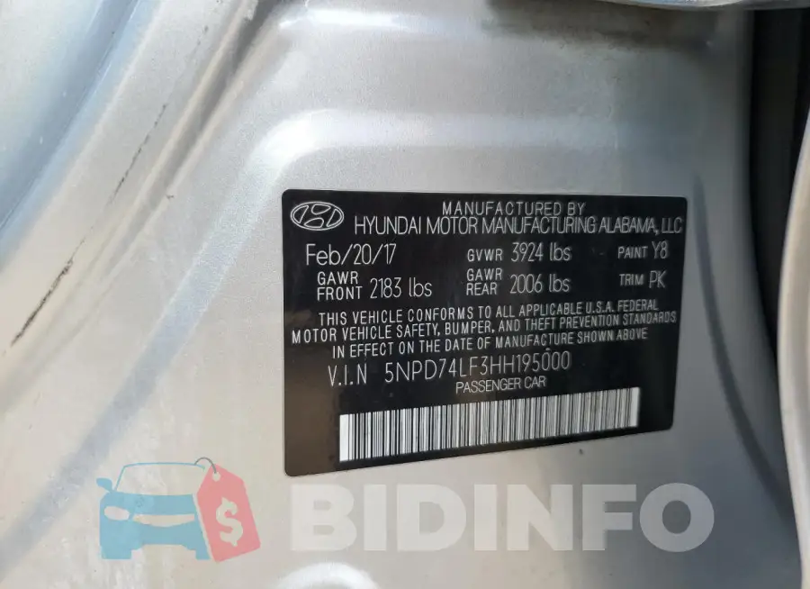 5NPD74LF3HH195000 Photo# 12