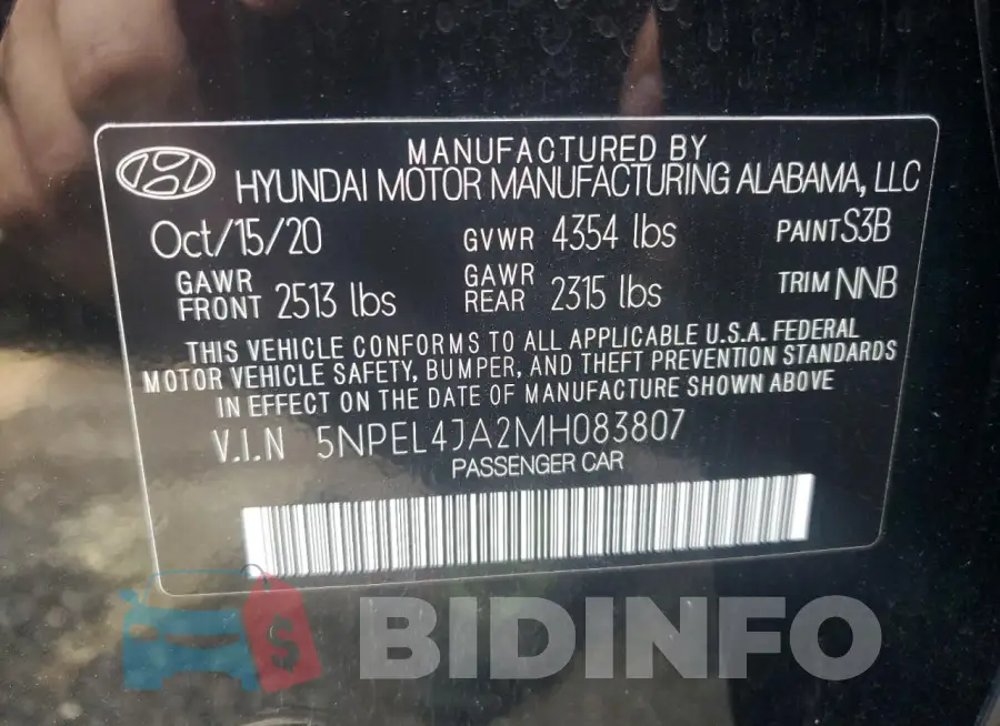 5NPEL4JA2MH083807 Photo# 12