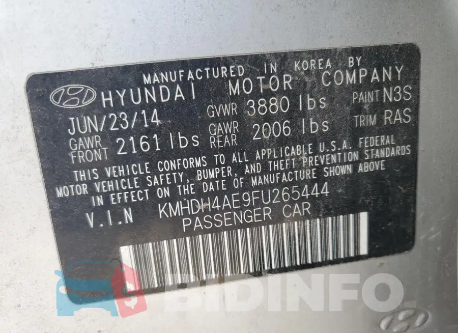 KMHDH4AE9FU265444 Photo# 12