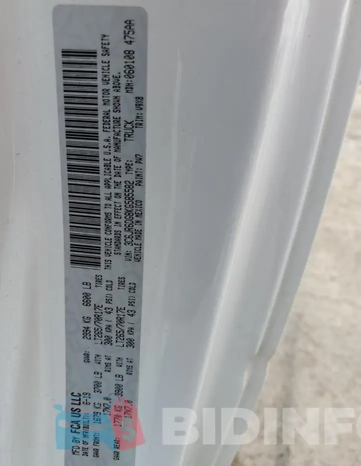 3C6JR6DG8KG585582 Photo# 13