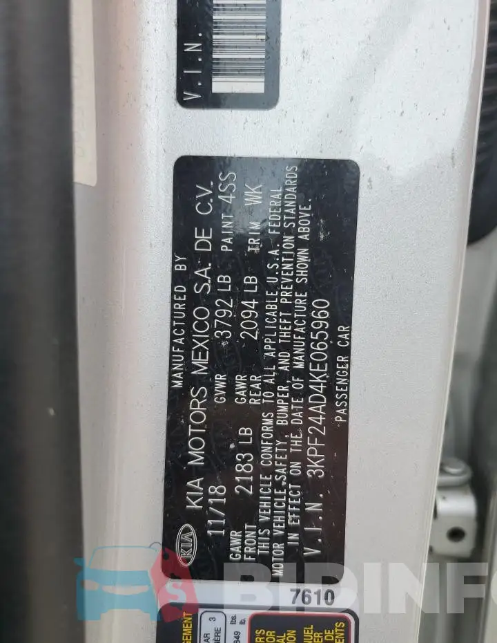3KPF24AD4KE065960 Photo# 13