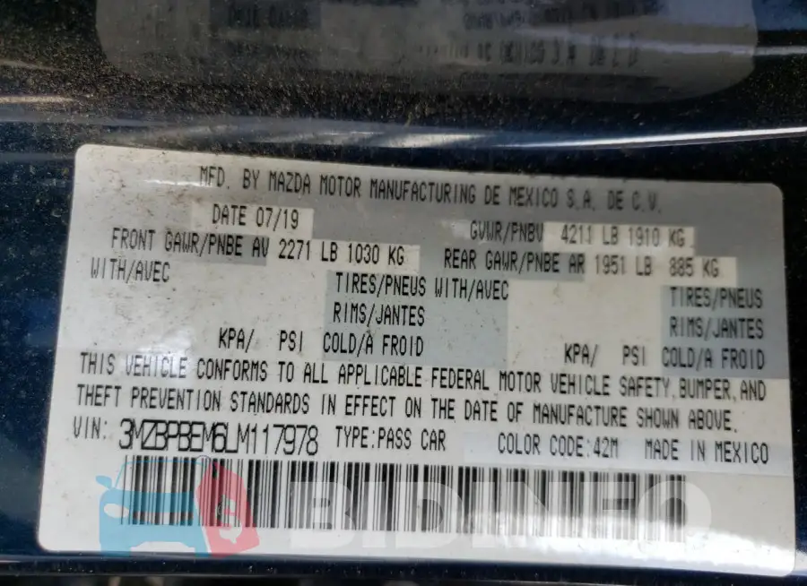 3MZBPBEM6LM117978 Photo# 12