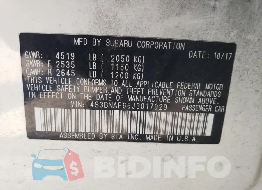 4S3BNAF66J3017929 Photo# 12