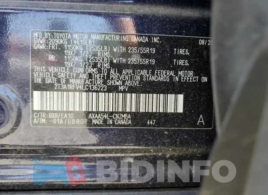 2T3A1RFV4LC136223 Photo# 13