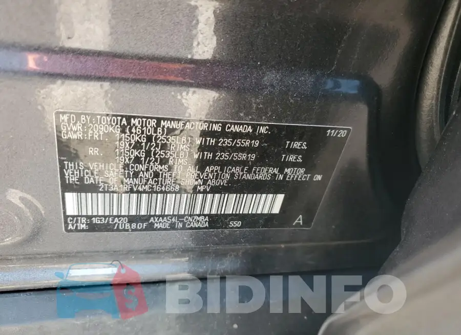 2T3A1RFV4MC164668 Photo# 13